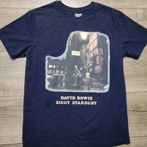 David Bowie Ziggy Stardust T Shirt Mens Medium Navy Blue Rock Band Graphic Tee